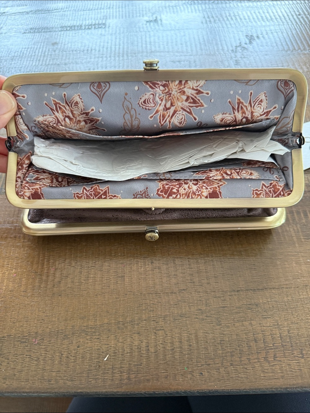 HOBO Lauren Frame Clutch with Braided Center in Saddle - Picture 6 of 6